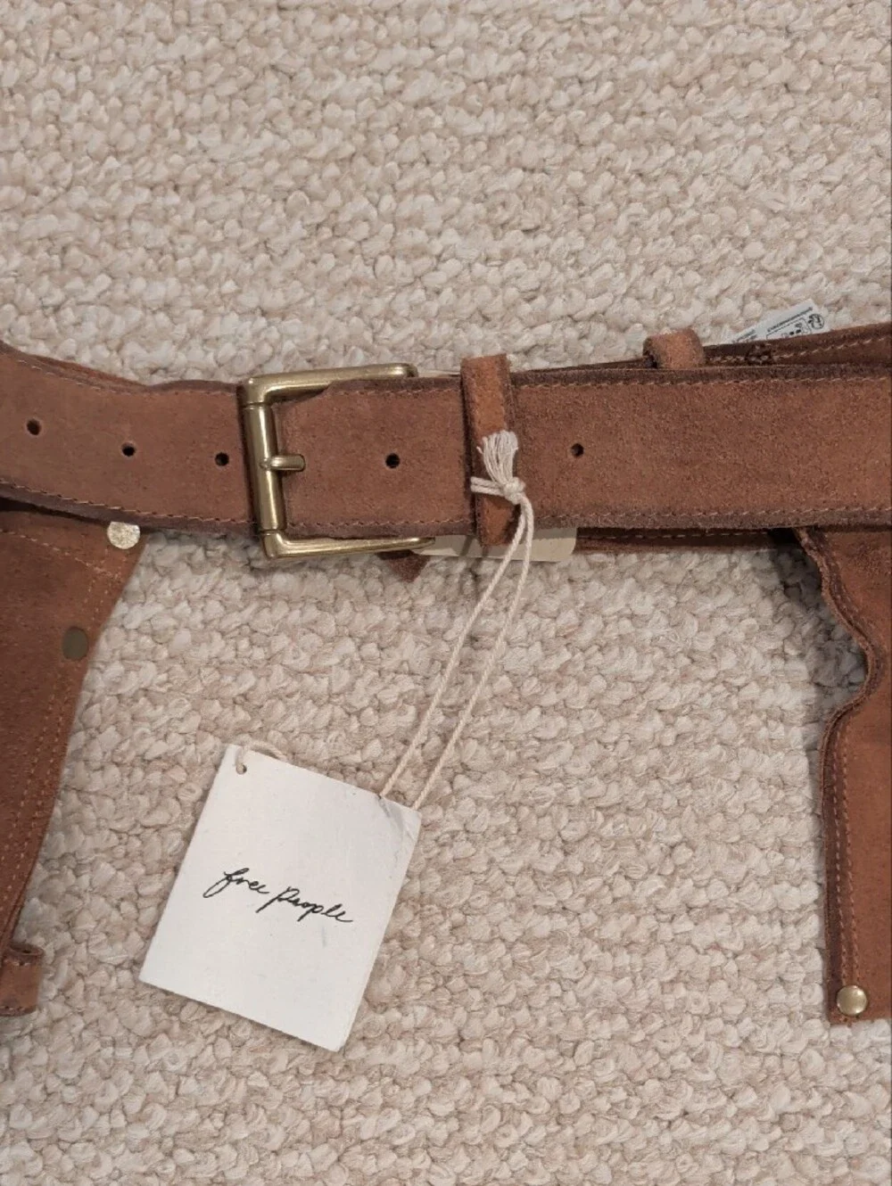 Free People Brown Suede Utility Belt with Pouches
